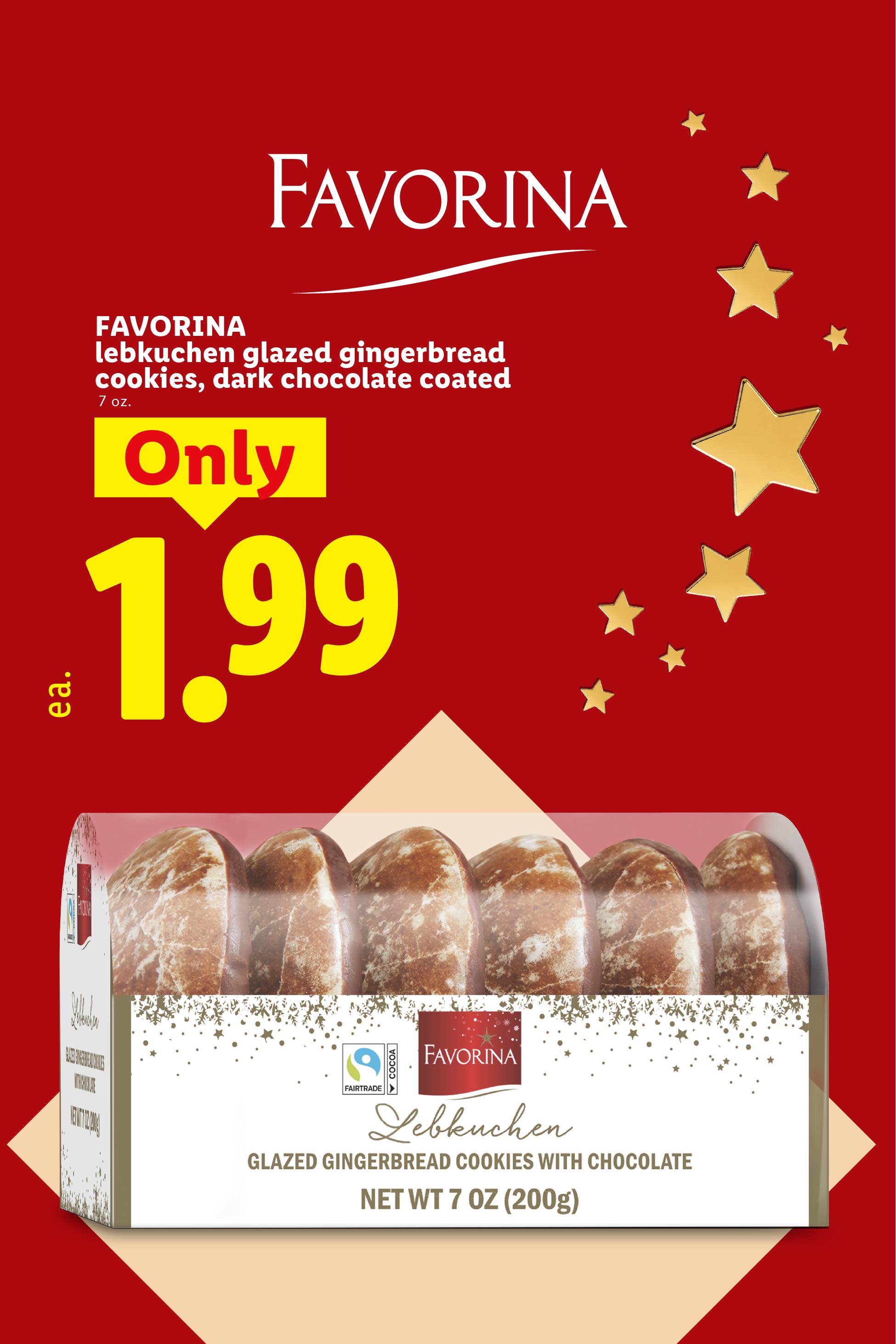 Glazed gingerbread cookies with dark chocolate coating for 1.99