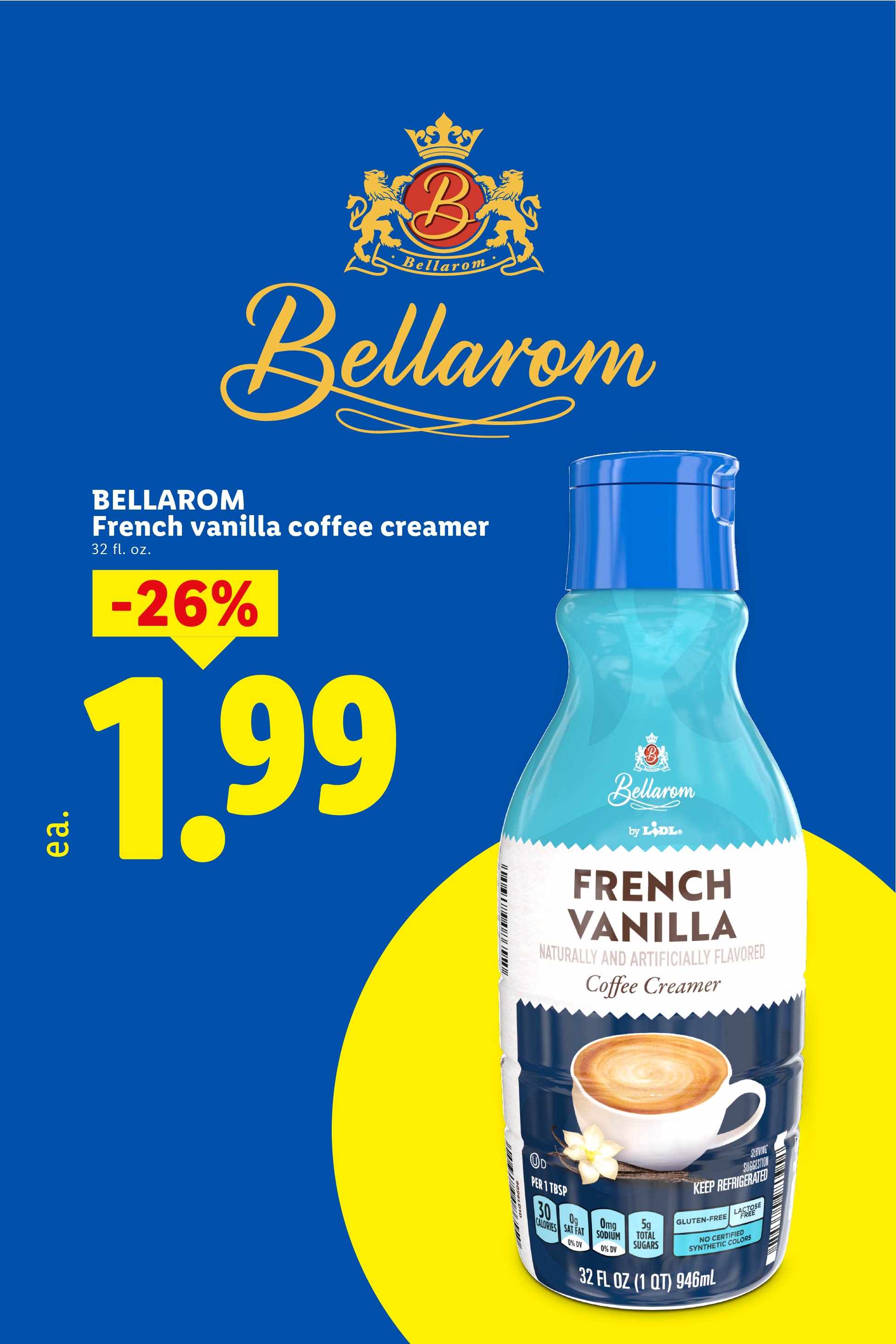 French vanilla coffee creamer on sale for 1.99
